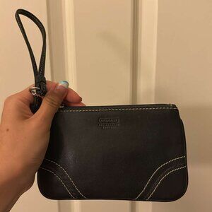 Black Coach Leather Wristlet